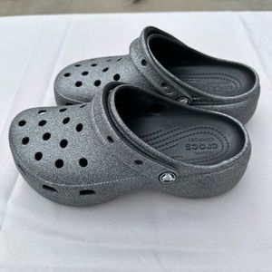Crocs grey silver sparkle worn once
